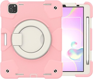 NIKCORP Okretna zaštitna maska za iPad Mini 6 8.3" s postoljem i držačem za olovku troslojna, ružičasta